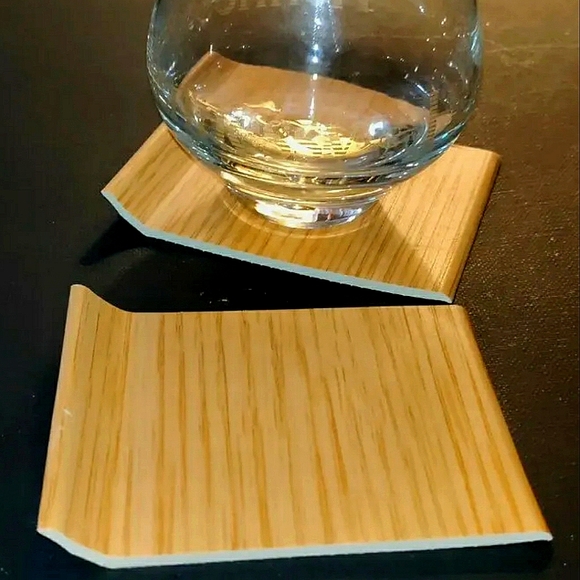 Other New Set Of 2 Drink Coasters Rubber Vinyl Coaster 4x3 Wood Grain